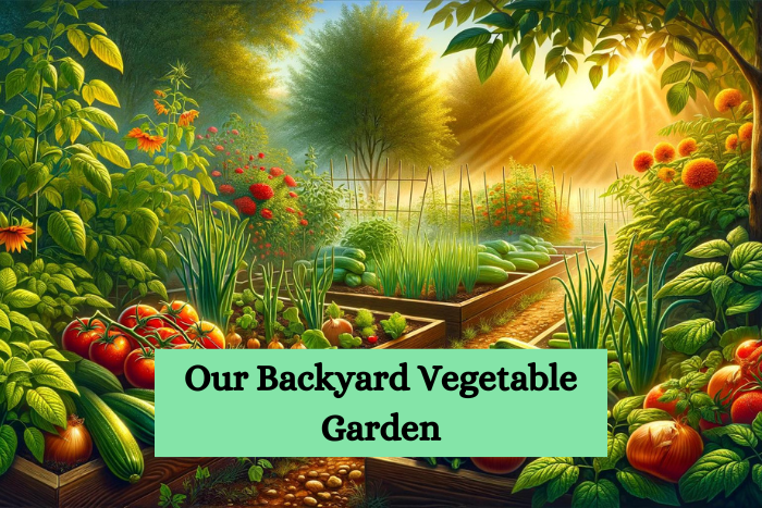 A vibrant illustration of a flourishing backyard vegetable garden.