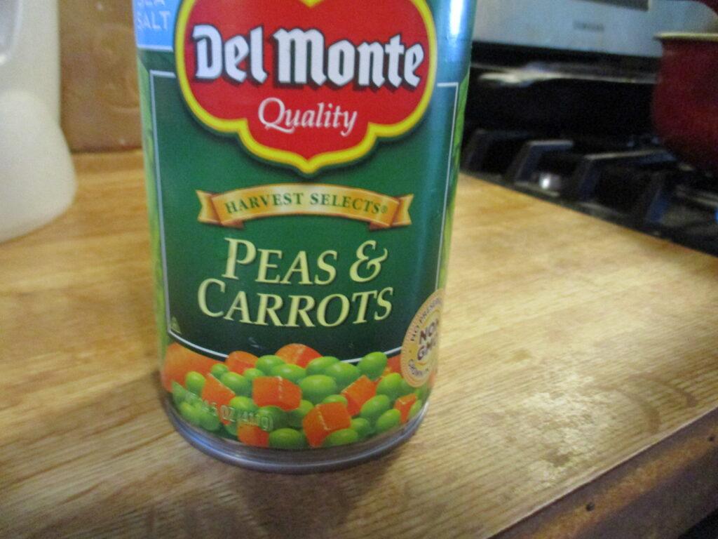 A tin of peas and carrots