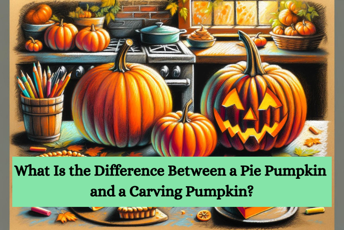 Illustrating the differences between a pie pumpkin and a carving pumpkin