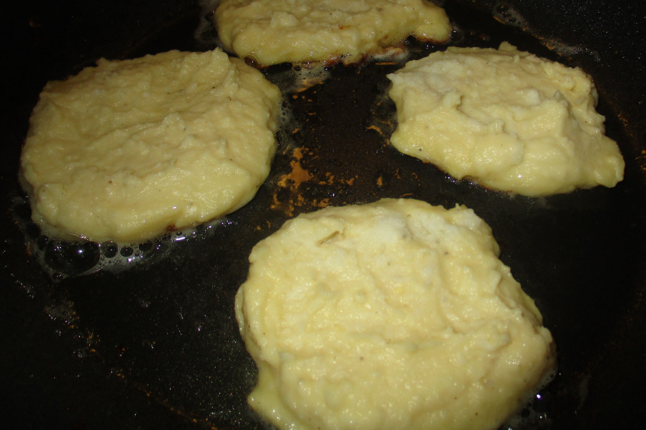 Potatoes added to pan