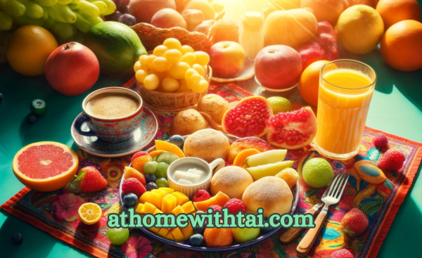 A photographic style of a Brazilian Breakfast