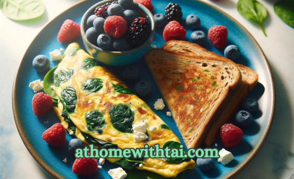 A photograph of a balanced breakfast plate