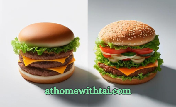 A photographic comparison of two burgers